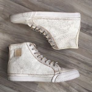 Frye Greene High Top Distressed Sneaker White | 7